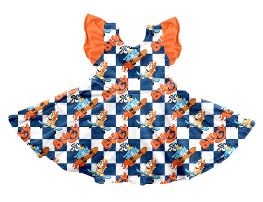 GSD1095 bluey dog short sleeves girl dress preorder 202403