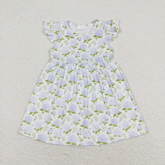 GSD1100 hydrangea flower short sleeves girl dress 202405 RTS