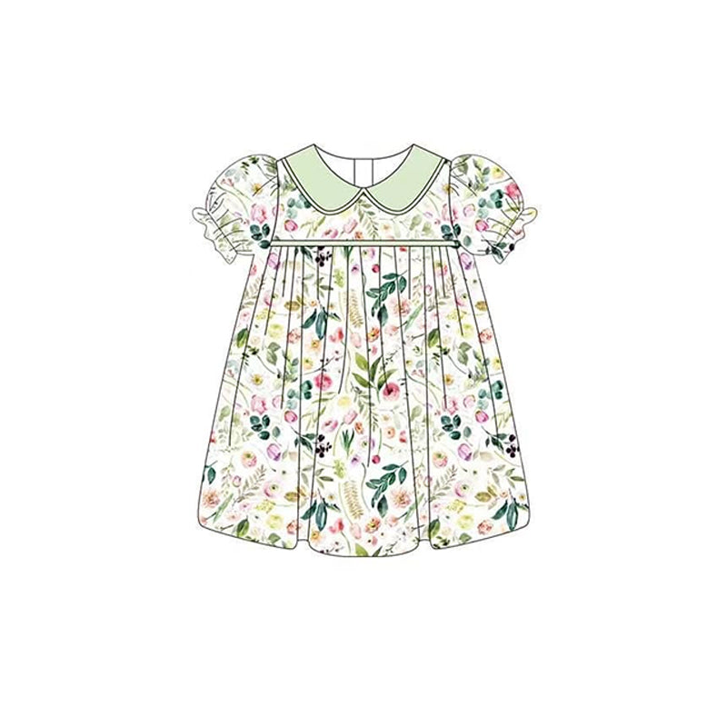 GSD1101 flower short sleeves girl dress preorder 202403