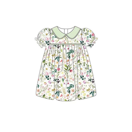 GSD1101 flower short sleeves girl dress preorder 202403