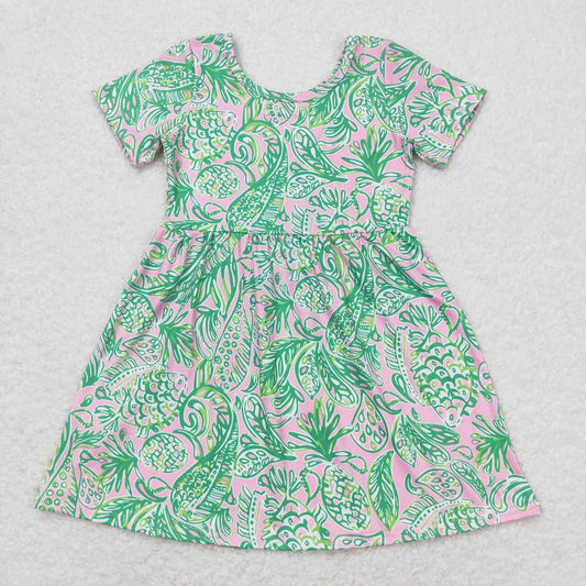 GSD1113  flower short sleeves girl dress  202404 RTS