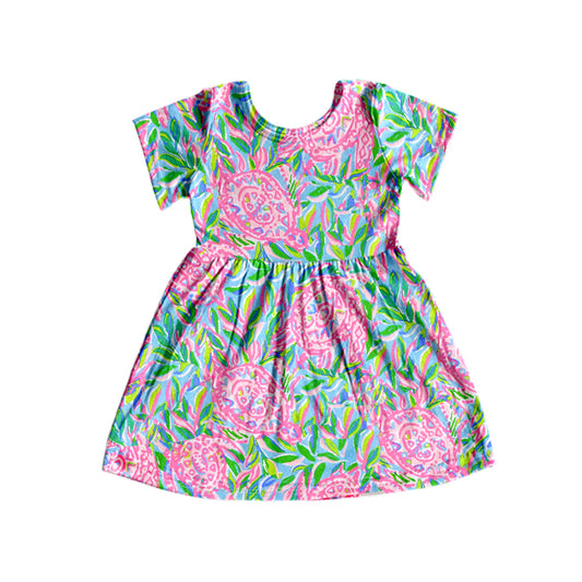 GSD1111  flower short sleeves girl dress preorder 202403