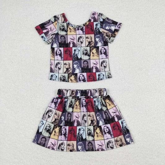 GSD1124 TS Taylor swift skirt short sleeve girl outfit 202405 RTS sibling