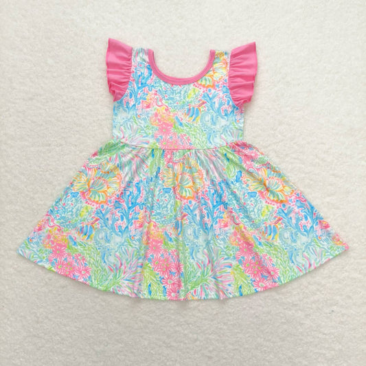 GSD1137 flower short sleeves girl dress 202405 RTS