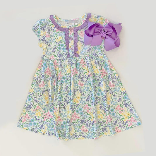 GSD1153 flower short sleeves girl dress preorder 202403