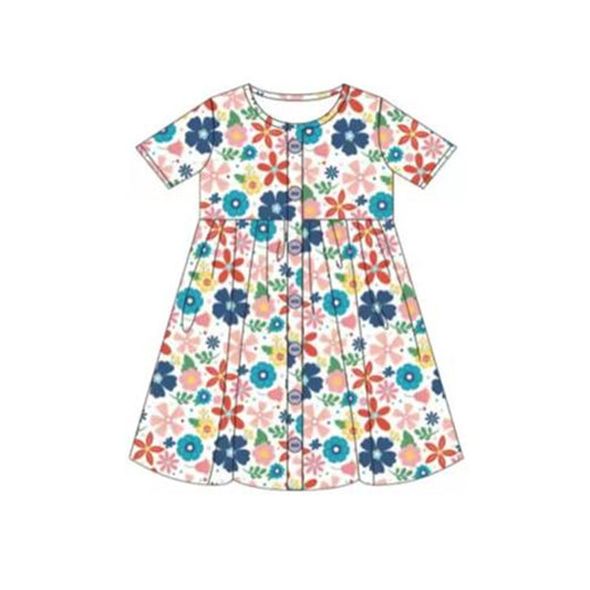 GSD1155 flower short sleeves girl dress preorder 202403