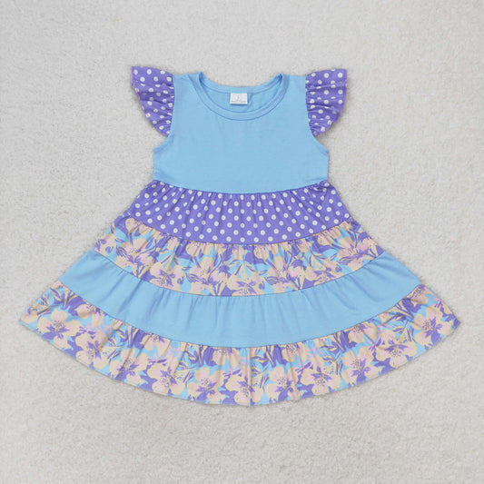 GSD1164 flower short sleeves girl dress 202405 RTS