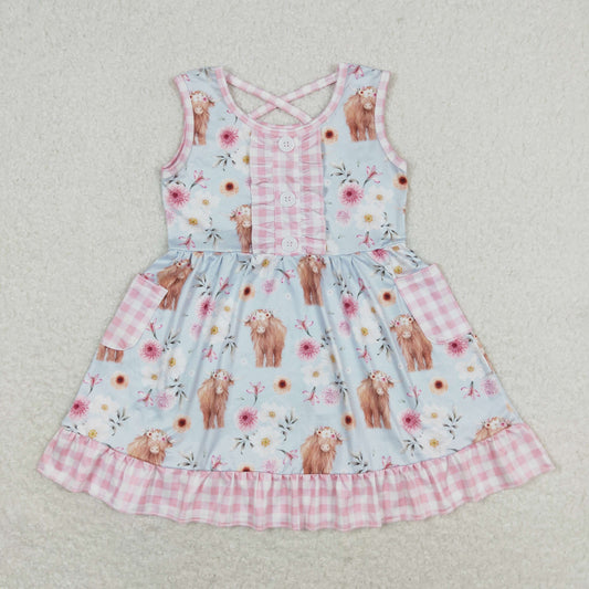 GSD1173 cow short sleeves girl dress rts  202405 sibling