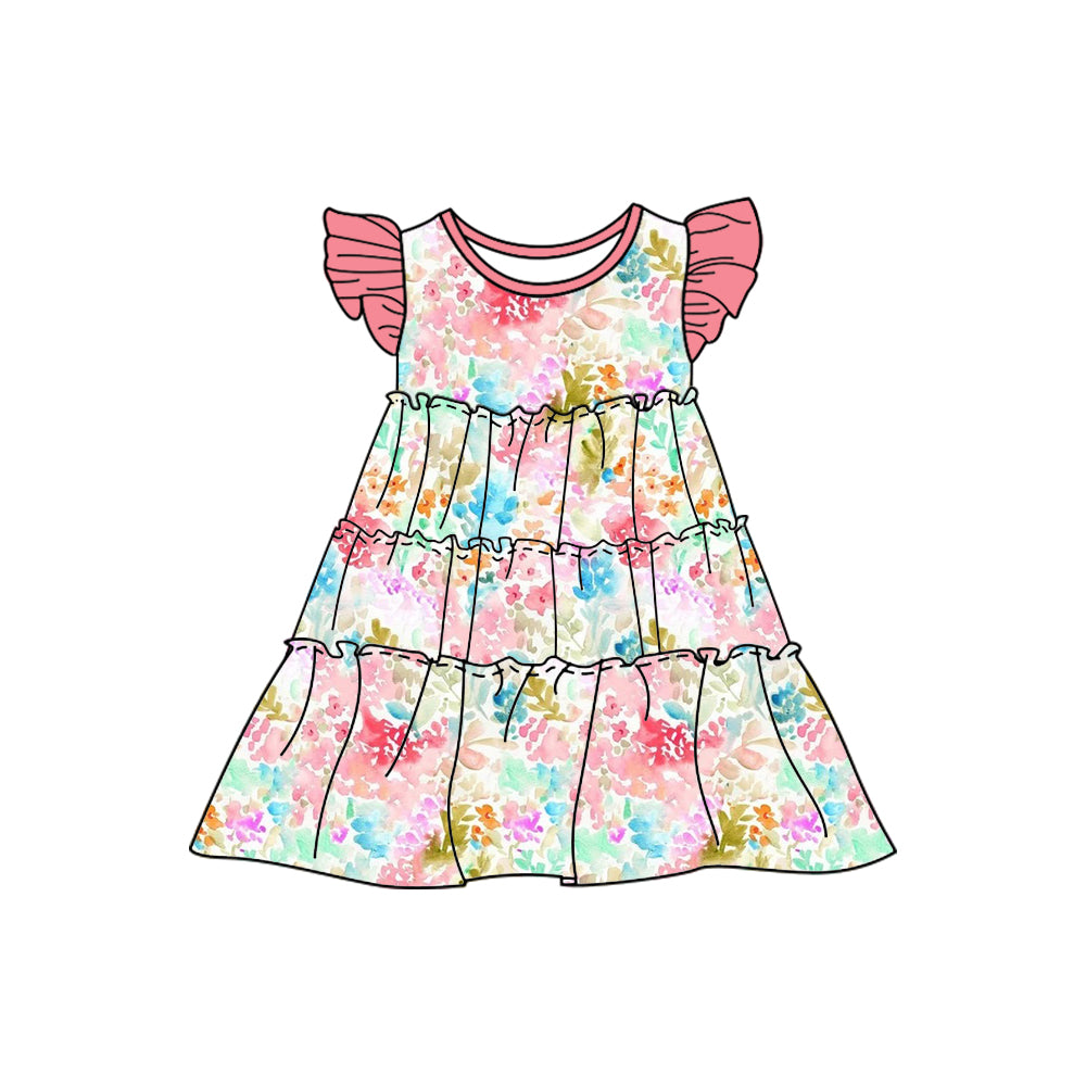 GSD1178  flower short sleeves girl dress preorder 202403