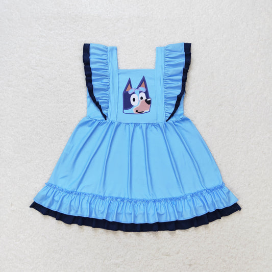 GSD1185 Bluey dog short sleeves girl dress  202405 RTS