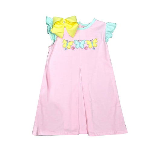 GSD1198 Butterfly short sleeves girl dress preorder 202403