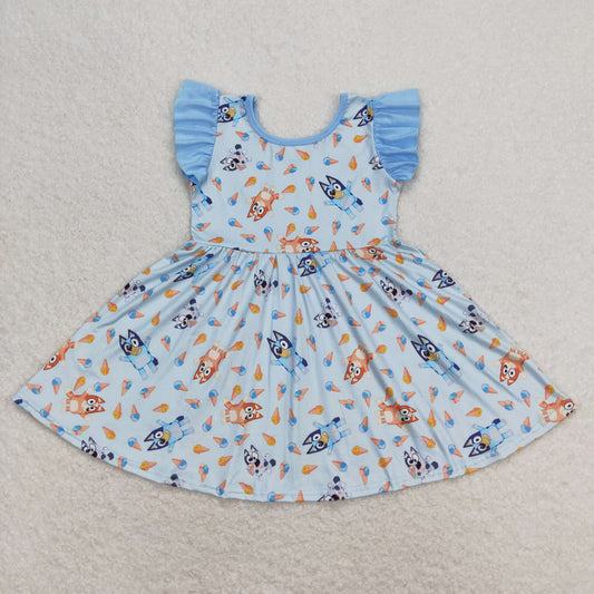 GSD1202 bluey dog girl  short sleeves girl dress  202404 RTS