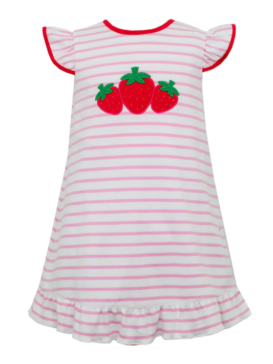 GSD1208 strawberry flower girl  short sleeves girl dress preorder 202403