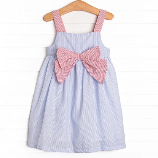 GSD1210 flower bow girl  short sleeves girl dress preorder 202403