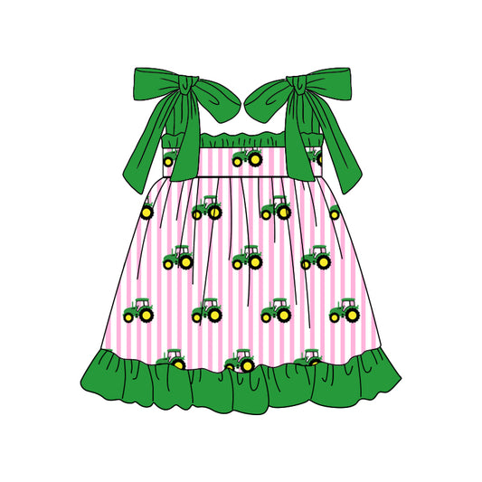 GSD1213 tractor girl short sleeves girl dress preorder 202403