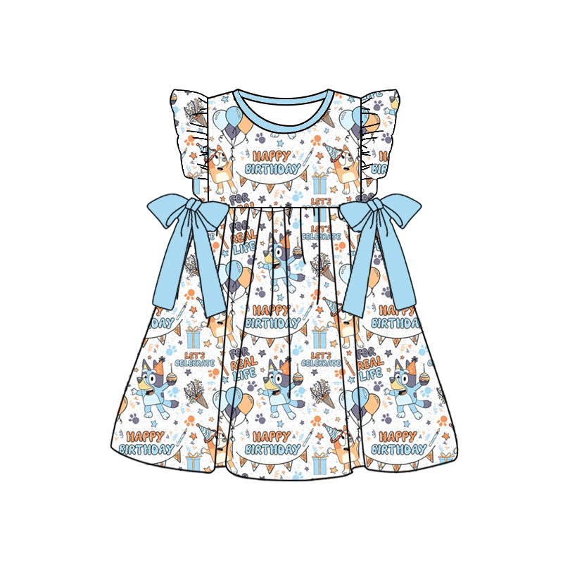 GSD1222 bluey dog girl  short sleeves girl dress preorder 202403