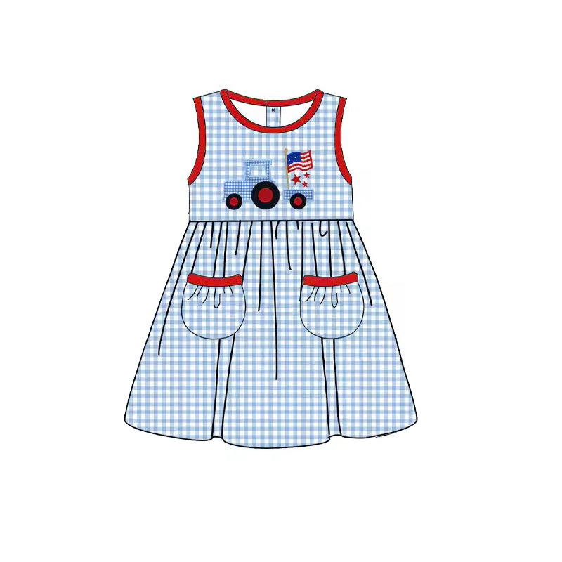 GSD1227 July 4th girl  short sleeves girl dress preorder 202403