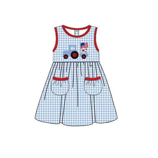 GSD1227 July 4th girl  short sleeves girl dress preorder 202403