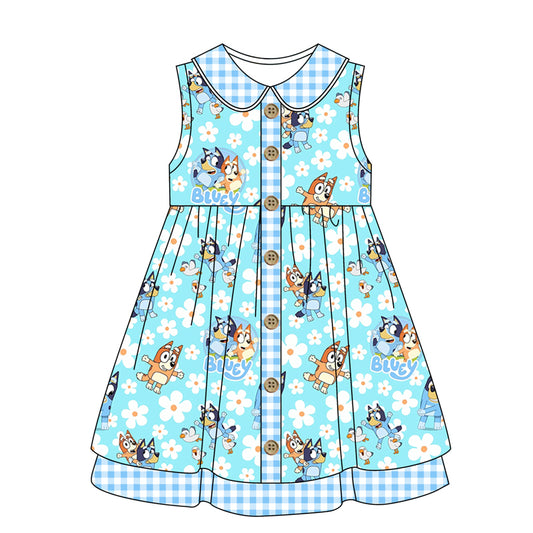 GSD1229 bluey dog girl  short sleeves girl dress preorder 202403