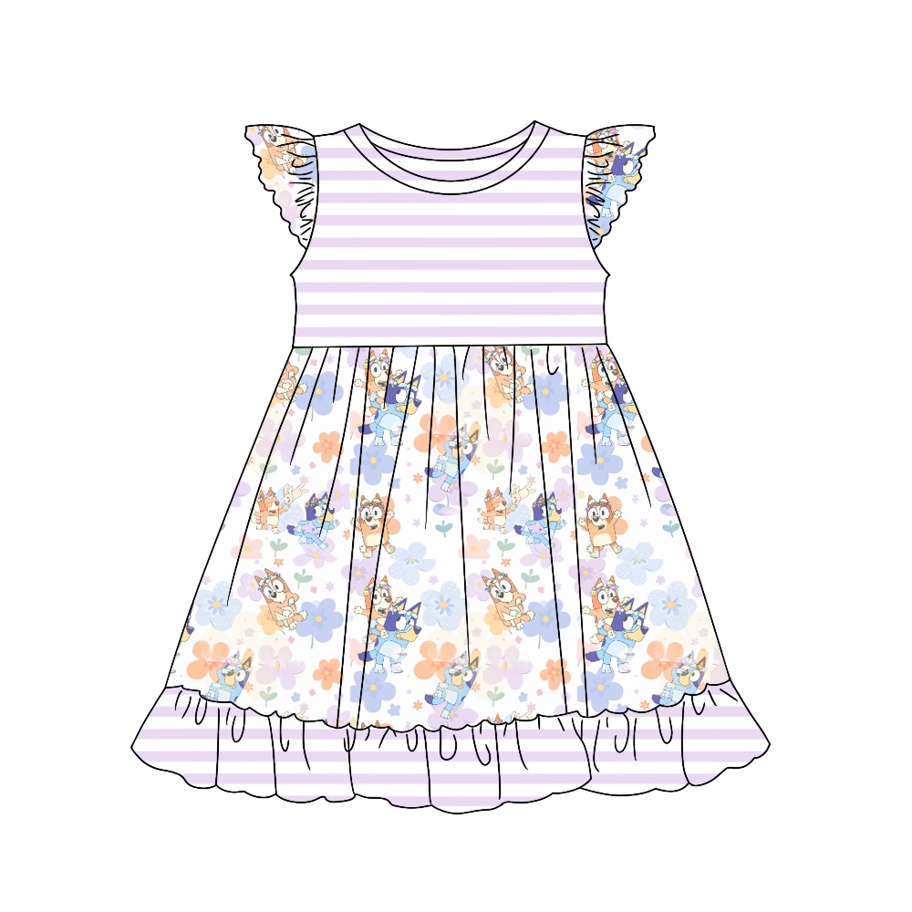 GSD1230 bluey dog girl  short sleeves girl dress preorder 202403