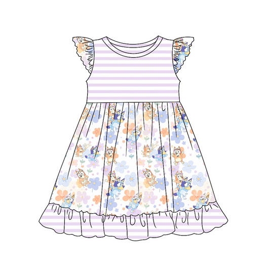 GSD1230 bluey dog girl  short sleeves girl dress preorder 202403