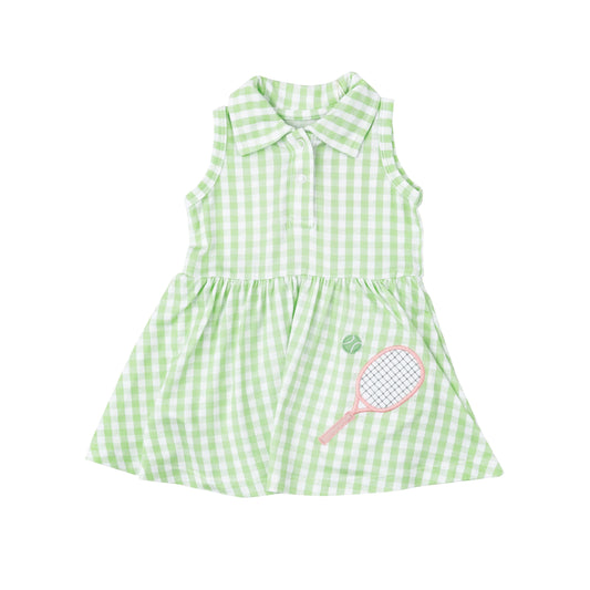 GSD1260 western plaid badmiton baseball girl short sleeves girl dress preorder 202404