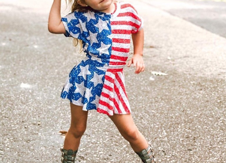 GSD1263 组合 July 4th  girl short sleeves girl skirt  outfit RTS 202405