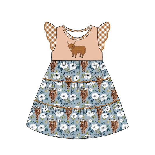 GSD1287 western cow girl short sleeves girl dress preorder 202404