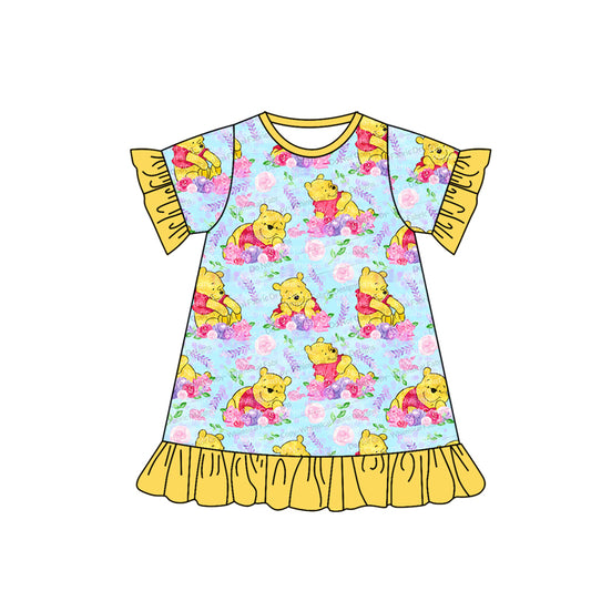 GSD1292 bear girl short sleeves girl dress preorder 202404