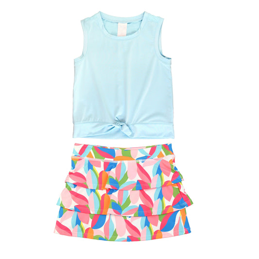 CUSTOM moq3 GSD1297 flower preorder western short sleeve girl skirt outfit 202404