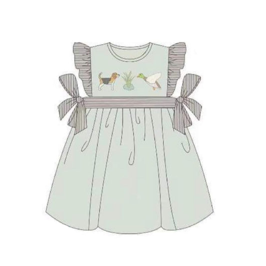 GSD1301 dog duck girl  short sleeves girl dress preorder 202404