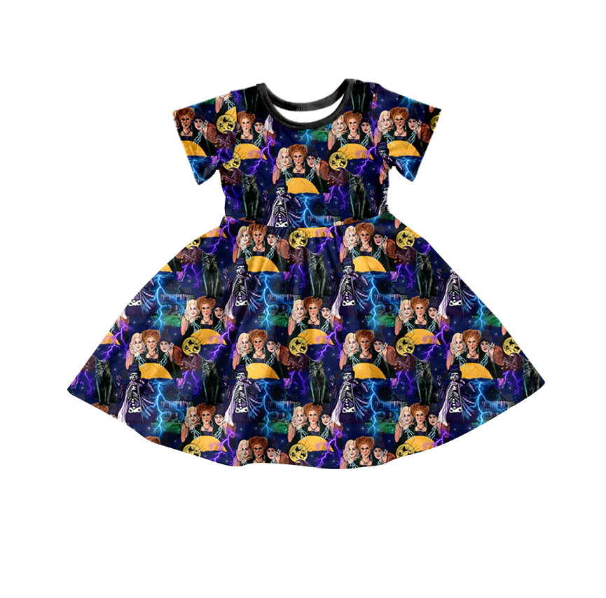 GSD1321 Halloween  hocus girl short sleeves girl dress preorder 202404