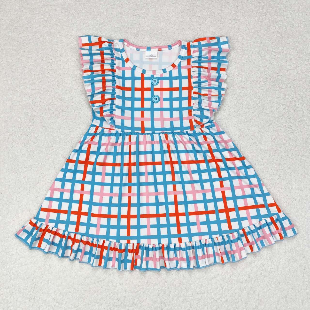 GSD1331 checkerboard girl short sleeves girl dress RTS 202407