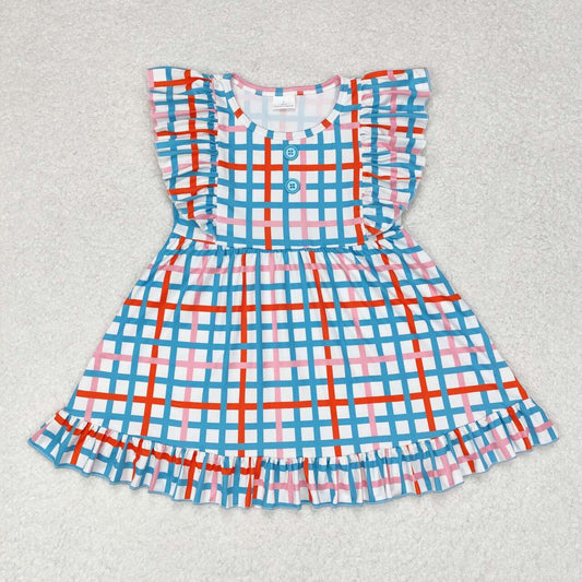 GSD1331 checkerboard girl short sleeves girl dress RTS 202407