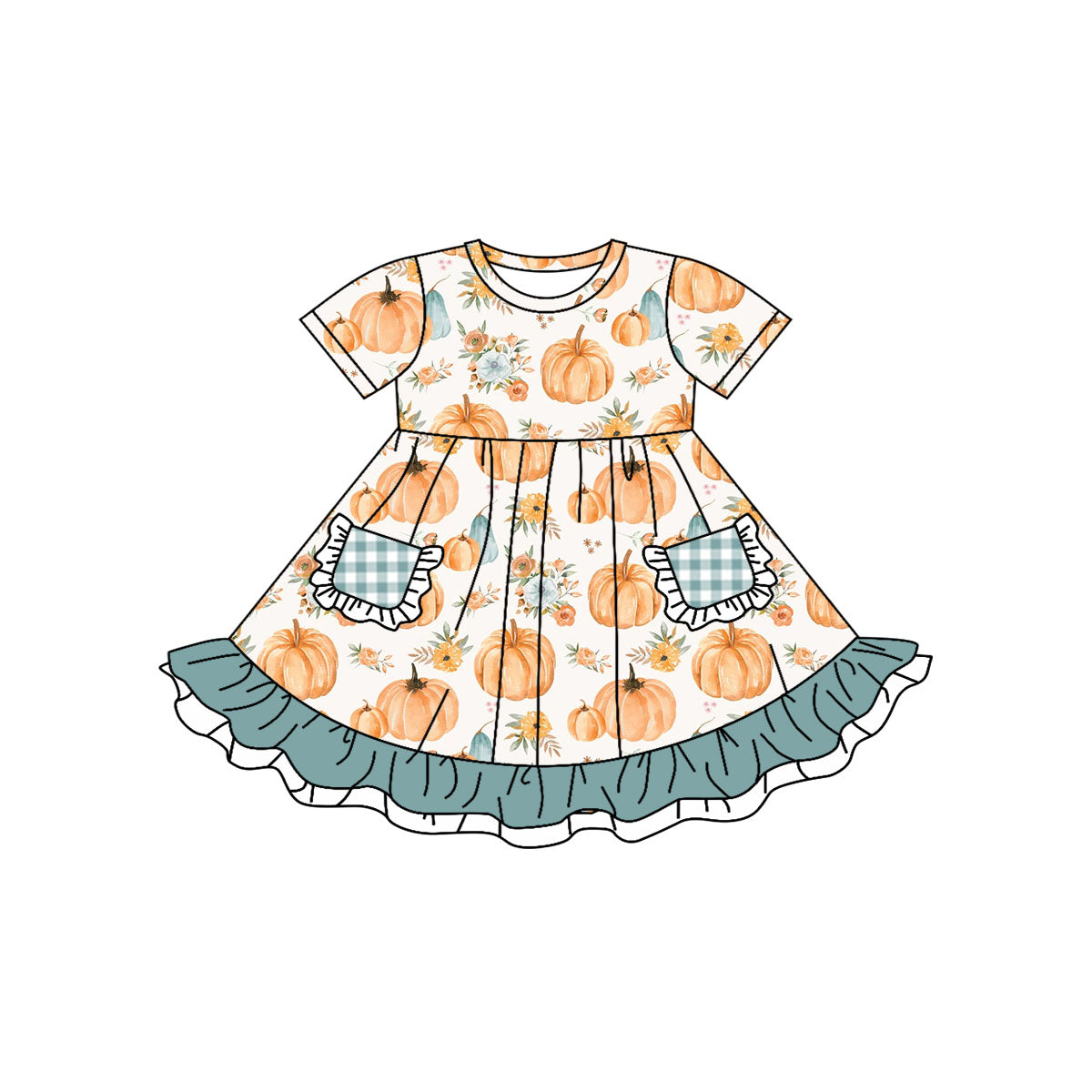 GSD1336 Halloween pumpkin girl dress preorder 202405