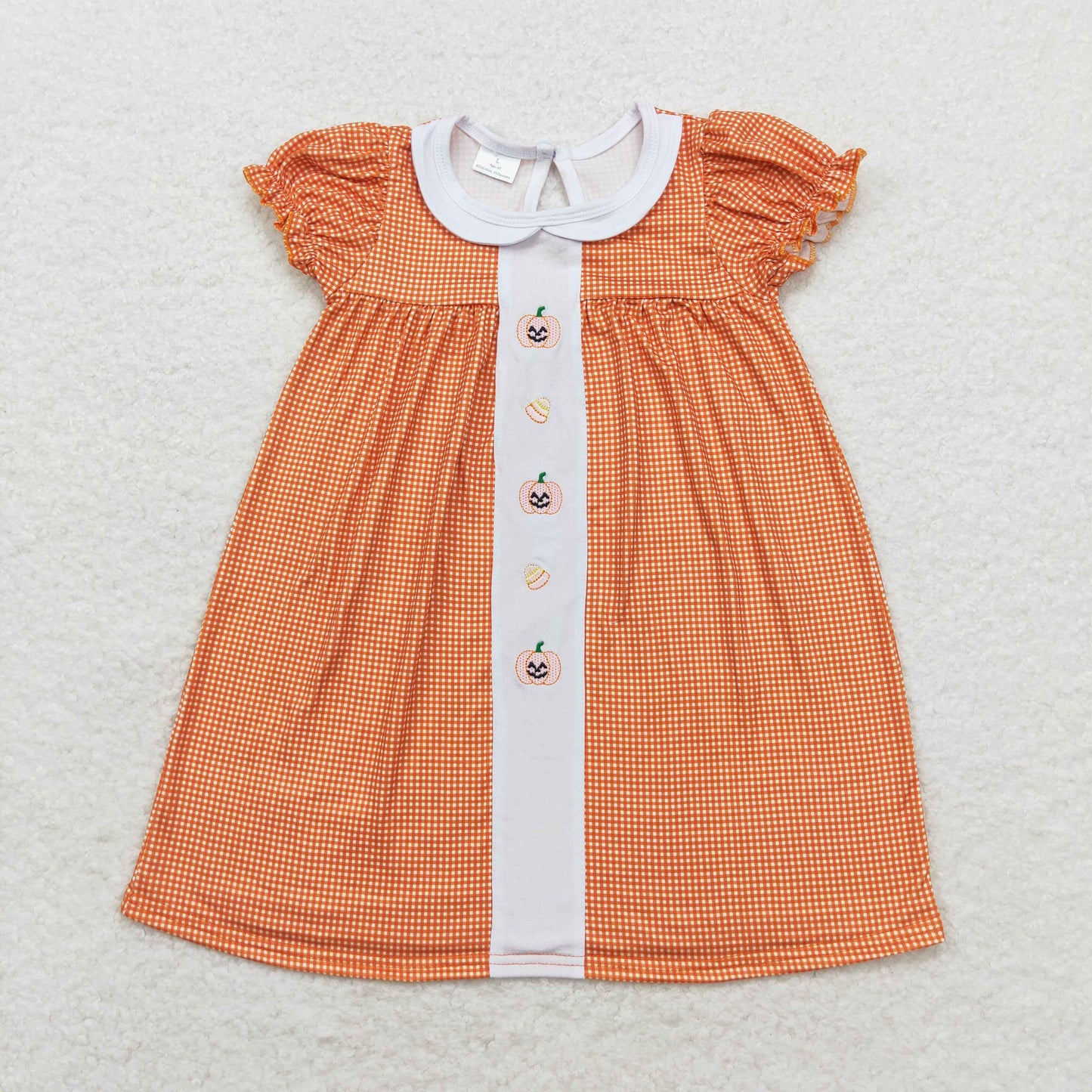 GSD1337 Embroidery Halloween pumpkin girl dress  202408 RTS