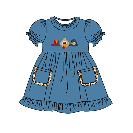 GSD1359 turkey thanksgiving girl dress preorder 202406