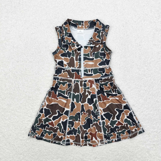 camo sports yoga dress Swimsuit GSD1382 girl summer shorts dress outfit 202408 RTS