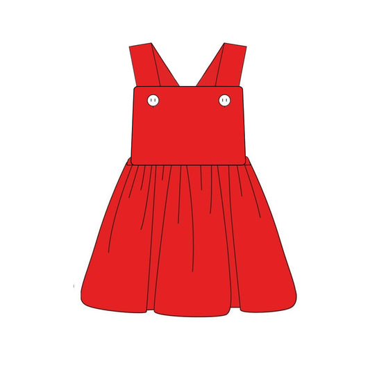 solid color cotton sibling red GSD1390 girl dress preorder 202407 sibling