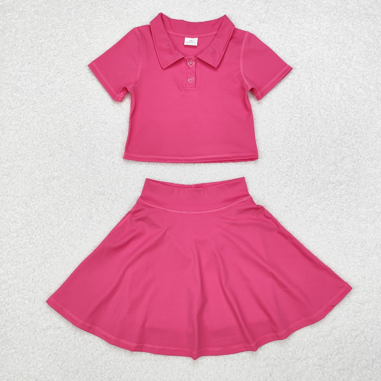 athletic dress skirt solid color yoga cotton sibling pink GSD1391  girl dress 202410 RTS