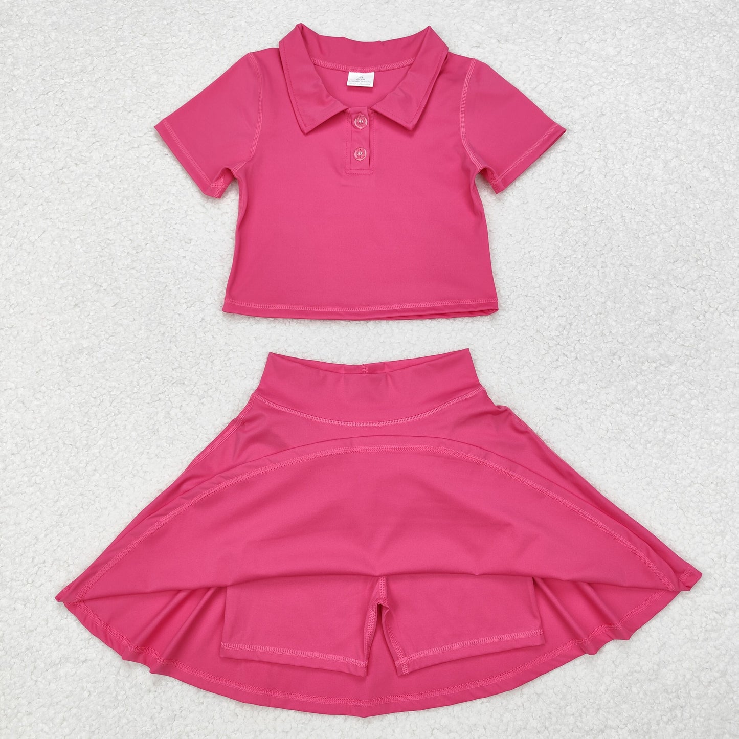 athletic dress skirt solid color yoga cotton sibling pink GSD1391  girl dress 202410 RTS