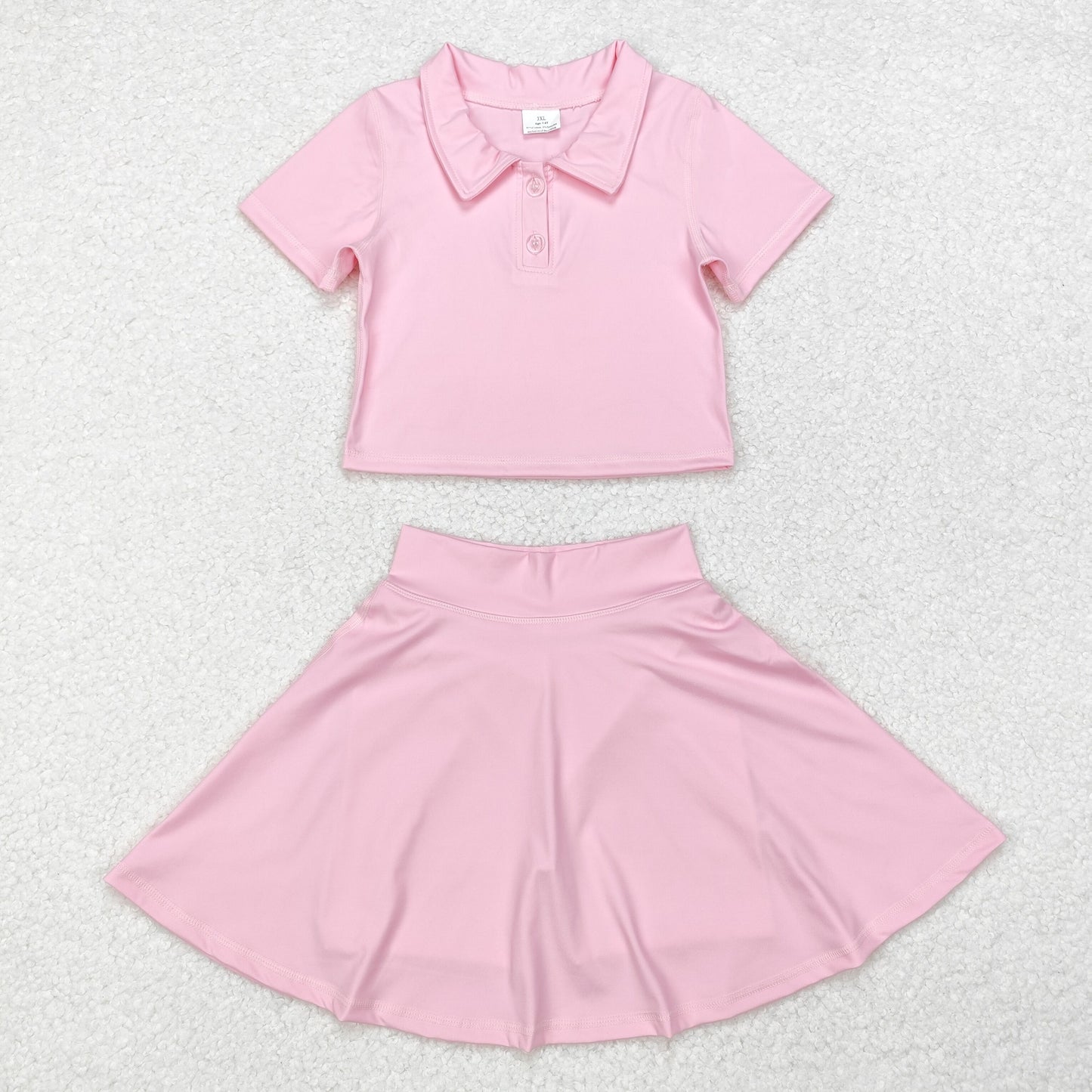 athletic dress skirt yoga sports clothes solid color cotton sibling pink GSD1393  girl dress  202410 RTS