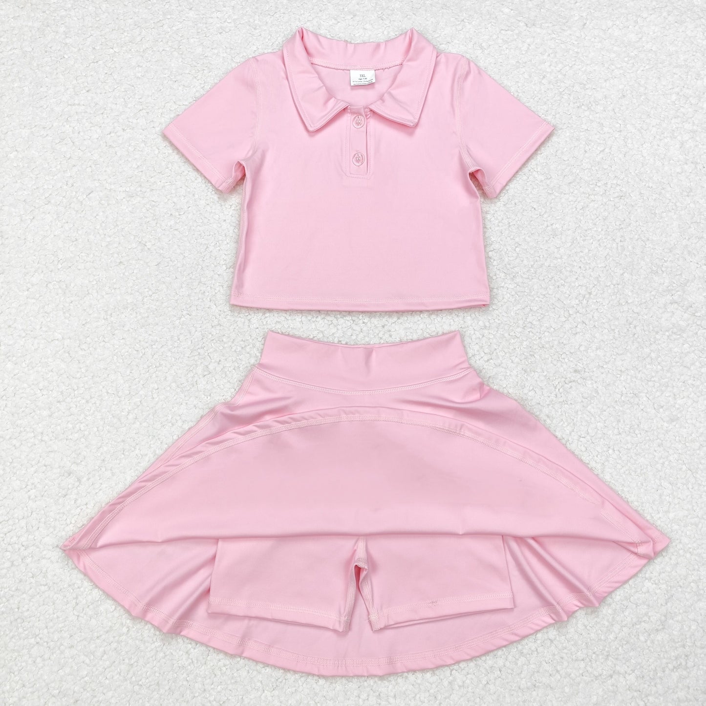 athletic dress skirt yoga sports clothes solid color cotton sibling pink GSD1393  girl dress  202410 RTS