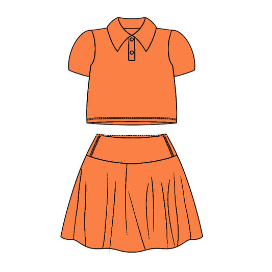 solid color cotton sibling orange GSD1394  girl dress preorder 202407