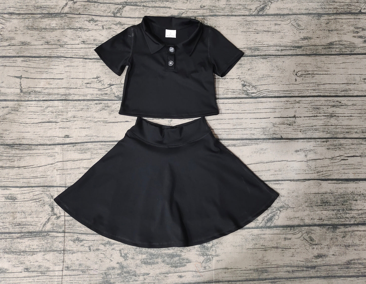 solid color cotton sibling black GSD1397 girl dress preorder 202408