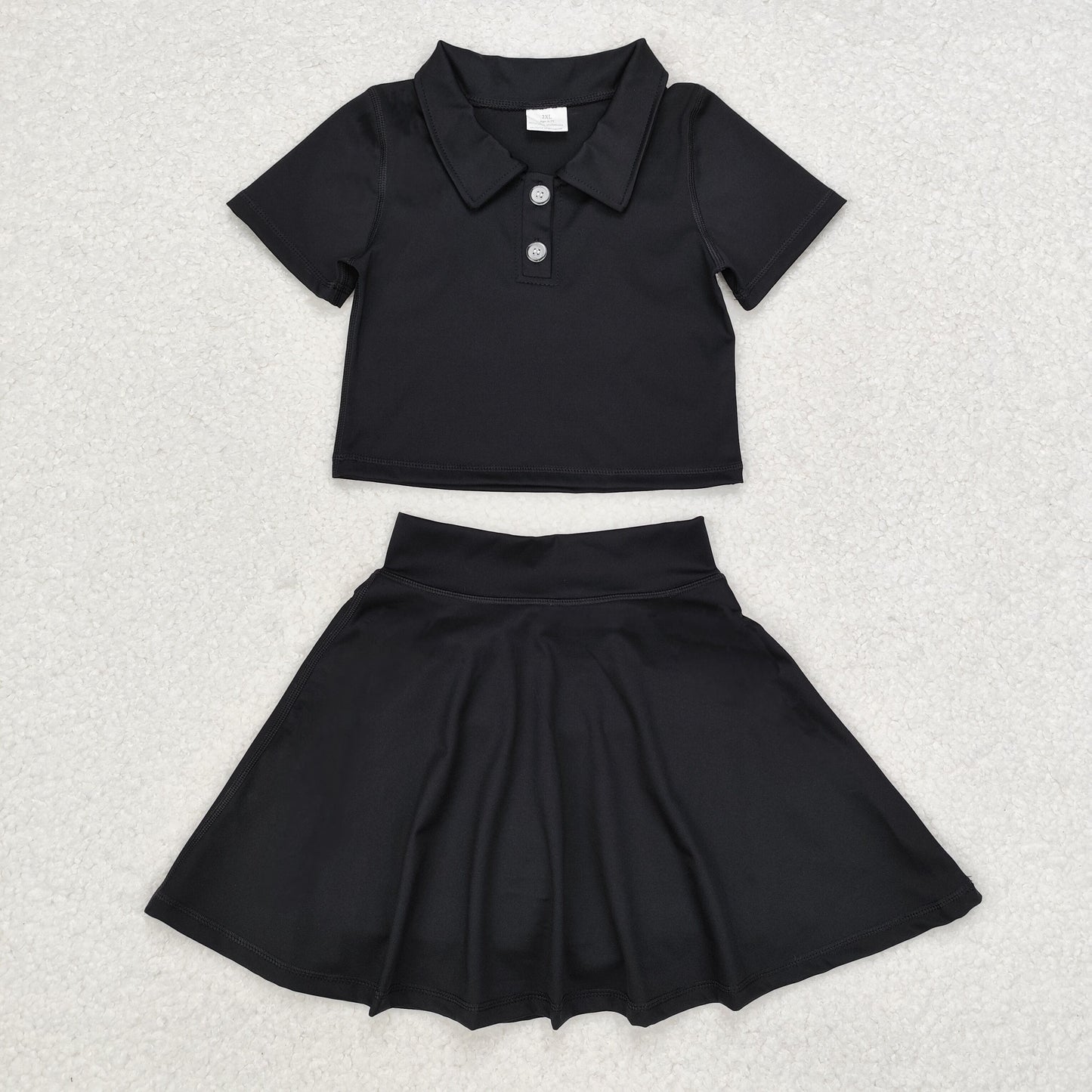 GSD1397 athletic dress yoga sports clothes solid color cotton sibling black girl dress 202410 RTS