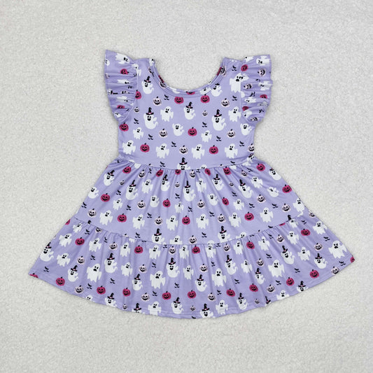 GSD1425 boo Halloween pumpkin sibling purple girl dress preorder 202409 rts