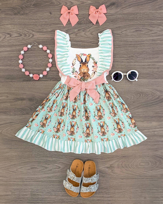 GSD1463 preorder western Easter bunny girl dress sibling 202410