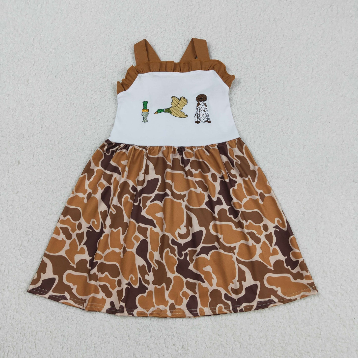 GSD1518 duck dog Embroidery western flower purple girl dress  202603 RTS