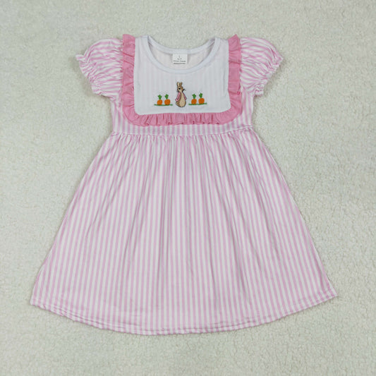 GSD1532 Embroidery carrots Easter short sleeves girl dress 202502 RTS